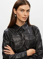 Vegan Leather Shirt Dress