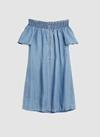 Robe droite en tencel à encolure bateau