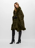 Faux Fur Trim Poncho