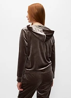 Velour Zipper Front Hoodie