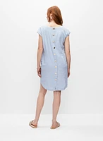 Button Back Linen Blend Dress