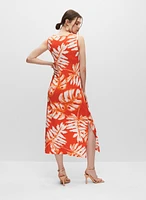 Palm Leaf Print Jersey Dress