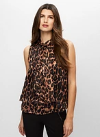 Sleeveless Leopard Print Blouse