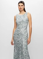 Lace & Sequin Sleeveless Evening Dress