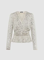 Sequin Peplum Top