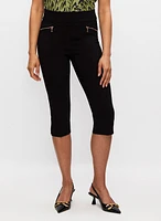 Pull-On Zipper Detail Capris