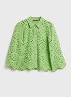 Eyelet Button Front Blouse