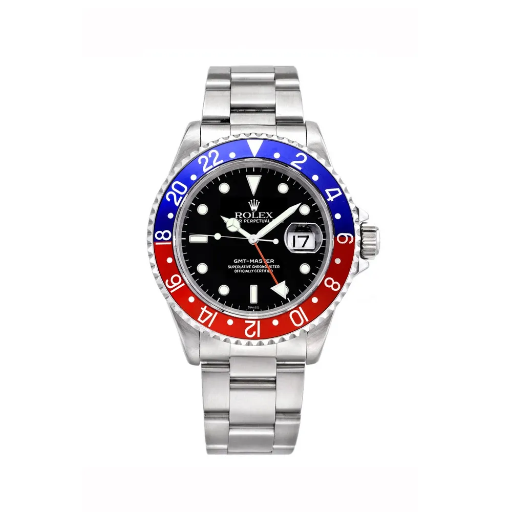 Daniel's Jewelers Certified Pre-Owned Rolex Perpetual GMT-Master with 40X40 MM Black Dial Stainless Steel "Pepsi" | Brazos Mall