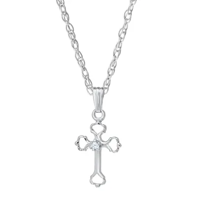 Diamond Accent Sideways Cross Necklace in 10K Gold | Peoples Jewellers