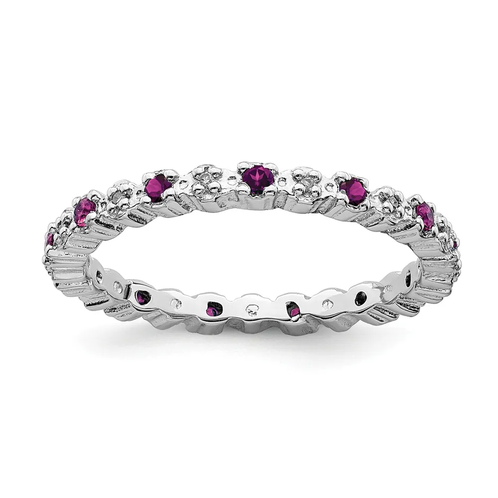 Daniel's Jewelers Sterling Silver Stackable Expressions Rhod. Garnet &  Diamond Ring | Montebello Town Center