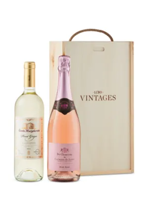 European White & Rose Gift Set In Vintages Wooden Box