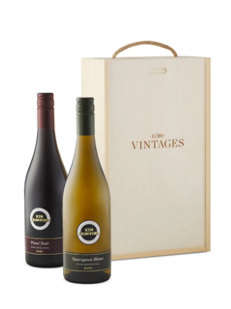 Kim Crawford Marlborough Sauvignon Blanc and Pinot Noir in Vintages Wooden Box