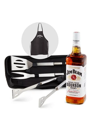 Jim Beam White Label Bourbon + FREE barbecue apron & tool set