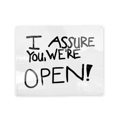 Clerks ""I Assure You We're Open"" Tin Sign