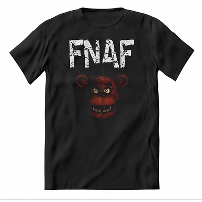 T-FNAF DISTRESSED WHITE TEXT with FREDDY HEAD