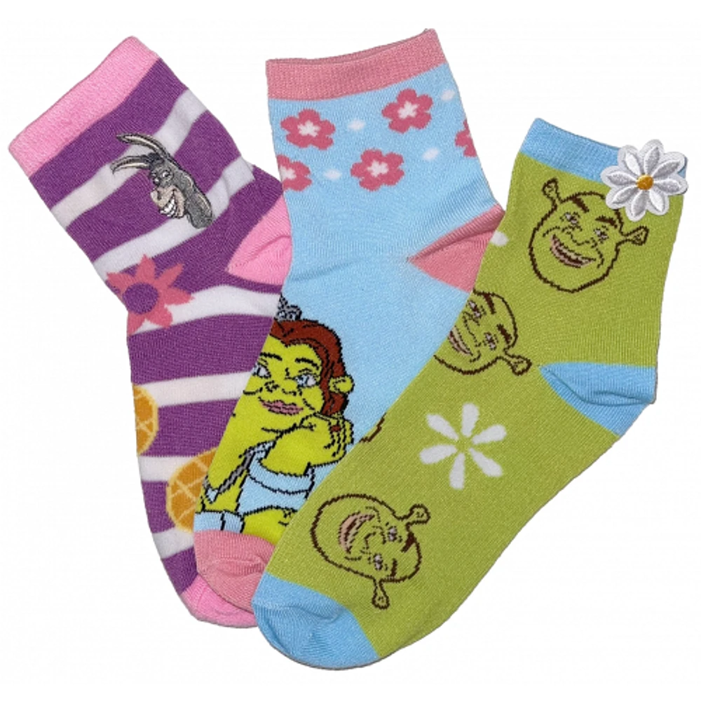 SHREK, DONKEY AND FIONA ON 3 PAIR QUARTER CREW PACK