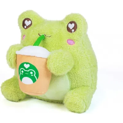 Cuddle Barn Coffee Sippin' Wawa The Froggie Soft Lime Green Scented Stuffed Animal