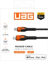 Rugged Kevlar Core USB-C to Lightning Charge/Sync Cable 5ft Black/ | WOW! mobile boutique