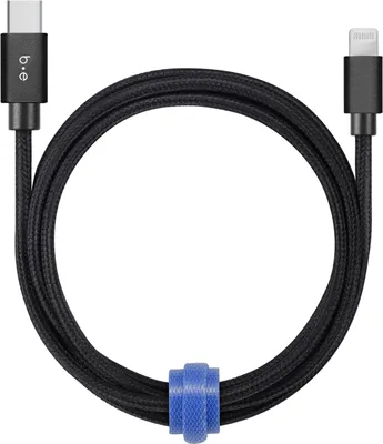 4ft Braided USB-C to Lightning Cable - Black | WOW! mobile boutique