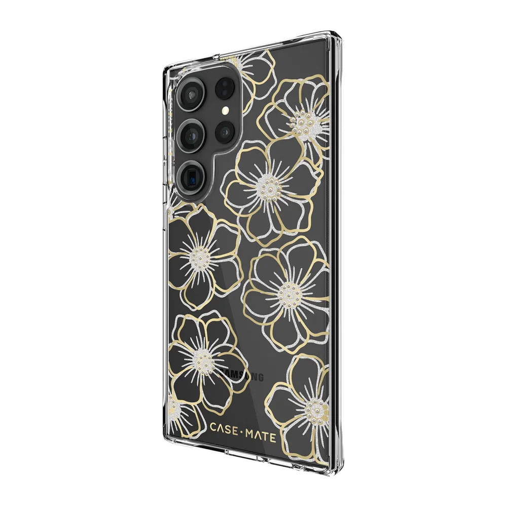 Samsung -  Galaxy S23 Ultra 5G Case-Mate Floral Gems Case - Silver/Gold