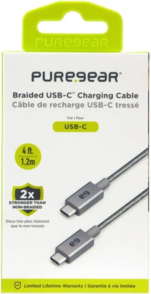 - USB-C to USB-C Braided Charge and Sync Cable (120cm) - Gray