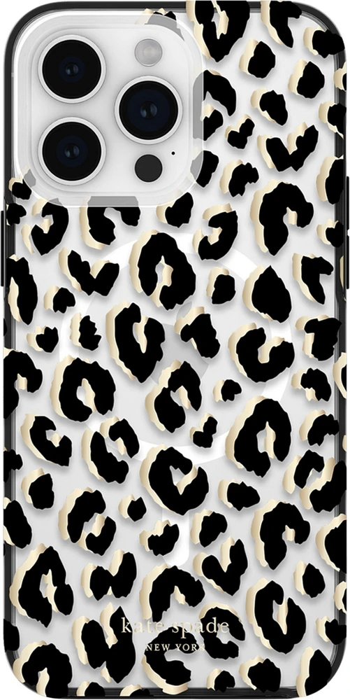 iPhone 15 Pro Max Kate Spade Protective Hardshell MagSafe Case - City Leopard | WOW! mobile boutique