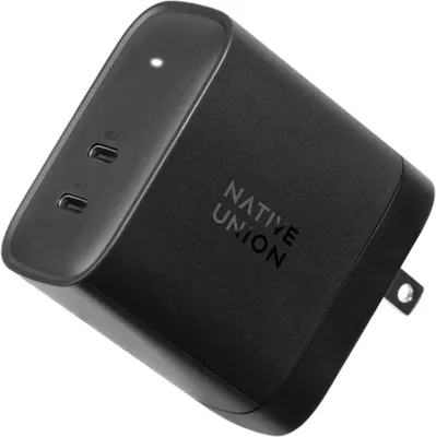 - Fast Charger GAN with 2 USB-C Ports PD 65W - Black
