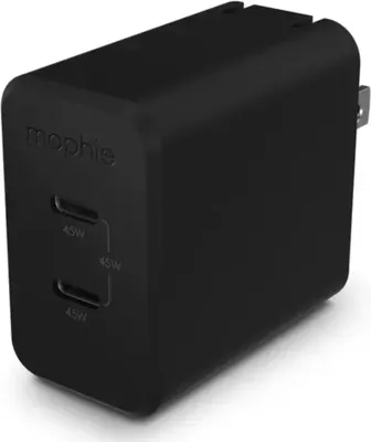 mophie Power Adapter USB-C PD Dual 45W GaN - Black