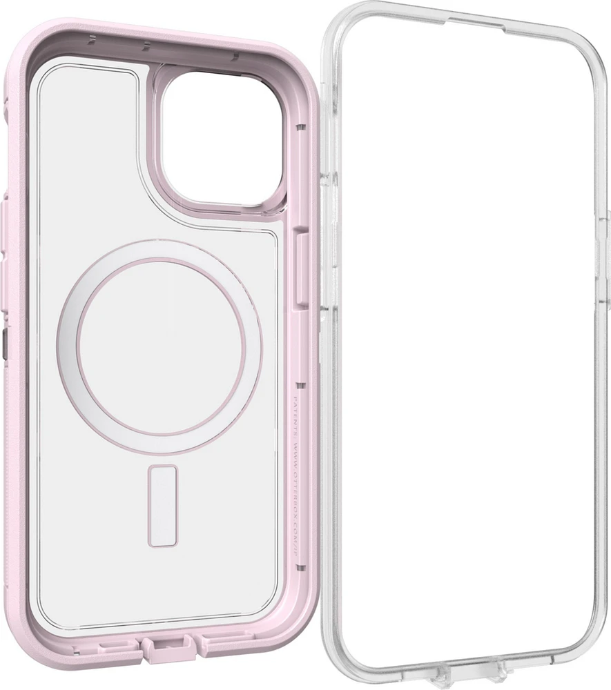 iPhone 15/14/13 Otterbox Defender XT w/ MagSafe Clear Series Case - Clear/Pink (Mountain Frost) | WOW! mobile boutique