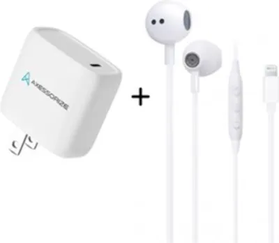 Axessorize Drexel Combo Wired Headset & 20W PD Charger - White | WOW! mobile boutique