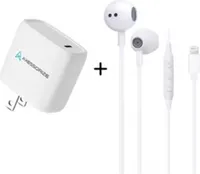 Axessorize Drexel Combo Wired Headset & 20W PD Charger - White | WOW! mobile boutique