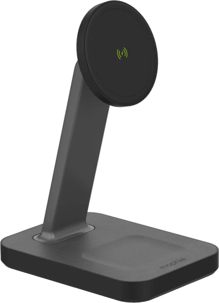 mophie - Snap Plus 2 in 1 Wireless Charging Stand and Pad 15W - Black