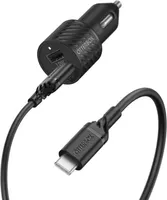 OB KIT 2PRT CAR CHGR 24W USB-A + CBL A-C 1M BLACK