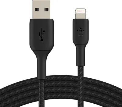 BOOST↑CHARGE™ Braided Black Lightning to USB-A Cable 6ft