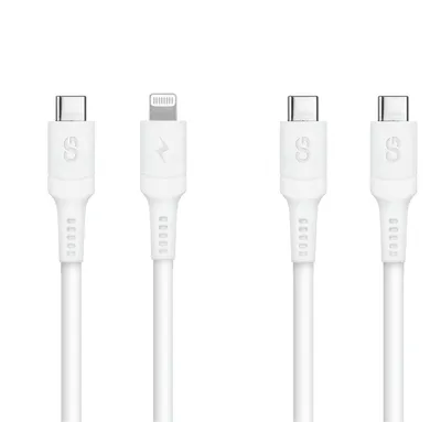 Sync & Charge 2 Pack 1.5M USB-C to USB-C and USB-C to Lightning