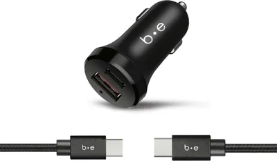 - Car Charger USB-C and USB-A QC 3.0 PD 20W w/4ft USB-C Cable