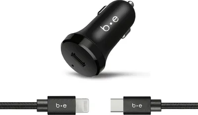 - Car Charger USB-C PD 20W w/4ft Lightning Cable
