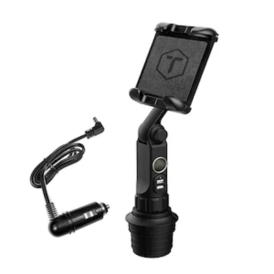 Boom Power - Tower Heavy-Duty Cup Holder Tablet Mount with dual USB & 12v power ports