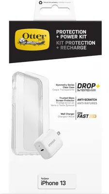 OtterBox - iPhone 13 Protection+Power Kit (Symmetry Clear w/Trusted Glass and Wall Charger 20W) | WOW! mobile boutique