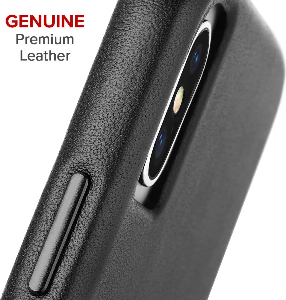 Case-Mate iPhone X/Xs Barely There Leather Case - Black | WOW! mobile boutique