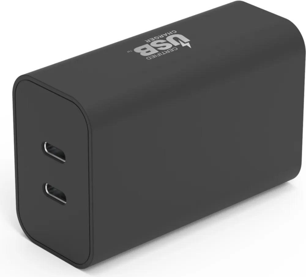 36W Black Dual Port USB-C PD Wall Charger Hub