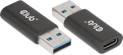 Club3D Adaptateur USB 3.2 vers USB-C 3.2 Mâle/Femelle Noir | WOW! mobile boutique