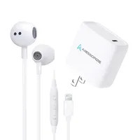 20W PROCharge PD Wall Charger + Wired Earbuds with Lightning Connector