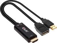 Club3D Adaptateur Actif HDMI 2.0 TO DisplayPort 1.2 4K60HZ HDR Mâle/Femelle Noir | WOW! mobile boutique