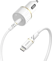 OtterBox chargeur pour l’auto USB-C PD de 20 W avec câble USB-C à Lightning (100 cm), blanc (Cloud Dust) | WOW! mobile boutique