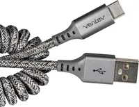 Ventev Câble de Charge/Sync Helix Coiled USB-C 1 pieds Gris | WOW! mobile boutique