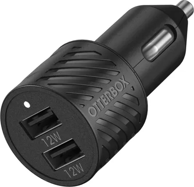 OB 2PRT CAR CHGR 24W USB-A 12W BLACK