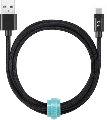 USB Type-C 6ft Braided Charge/Sync Cable - Black | WOW! mobile boutique