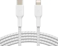 Braided USB C to Lightning Cable 4ft - White | WOW! mobile boutique