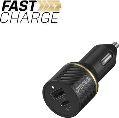 Dual Fast Charge Premium Car Charger USB-C 30W - Black | WOW! mobile boutique